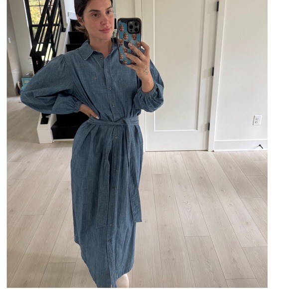 Boden Denim Chambray Long Sleeve Shirt Dress - Picture 3 of 5